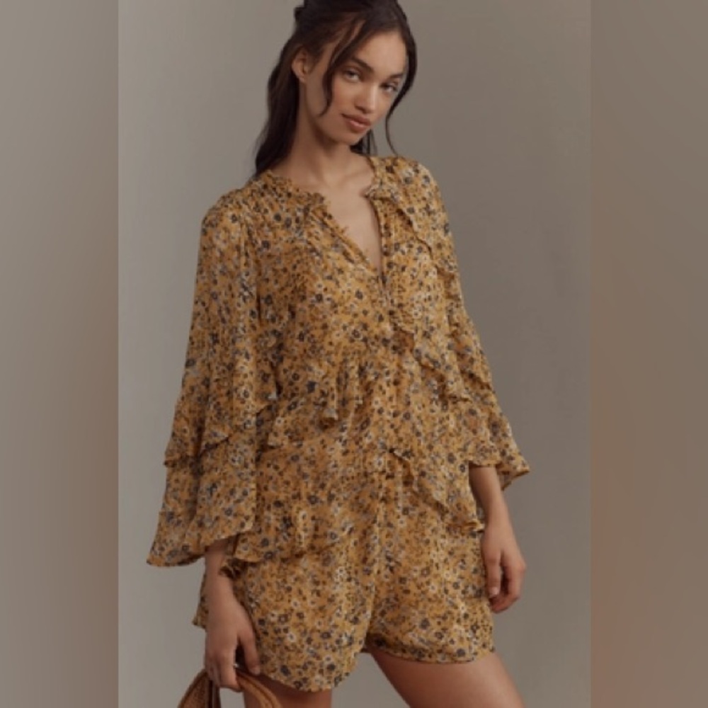 Anthropologie | RUFFLE SWING PLAYSUIT | Dressy Romper | SOLD OUT | Medium | NWT